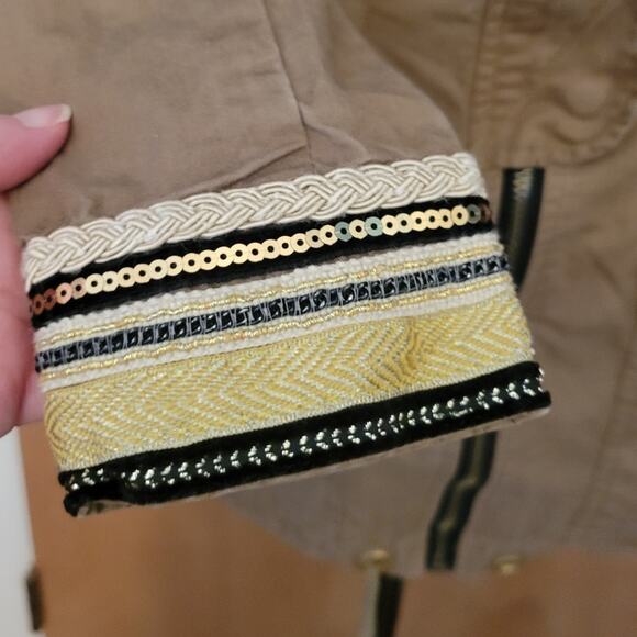 Anthropologie Willow & Clay Khaki Cinch Waist Military Style Hooded Jacket - S - Picture 7 of 10